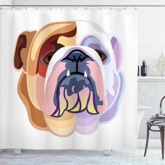 Abstract Dog Design in Pale Muave and Brown with a Hint of Pink - Shower Curtain