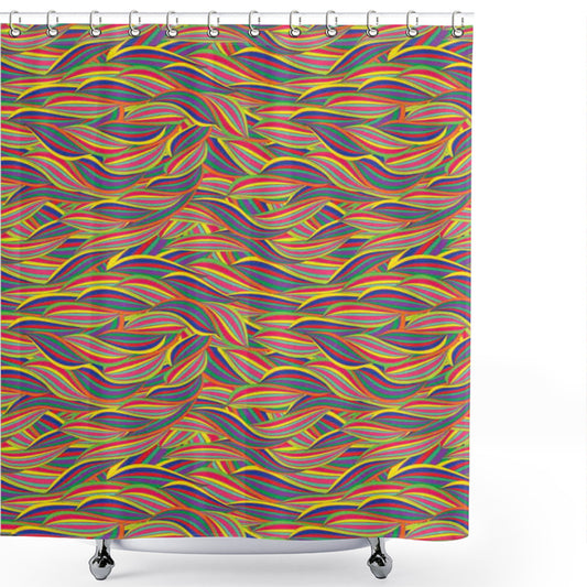 Colorful Abstract Swirl Pattern Multicolor Shower Curtain