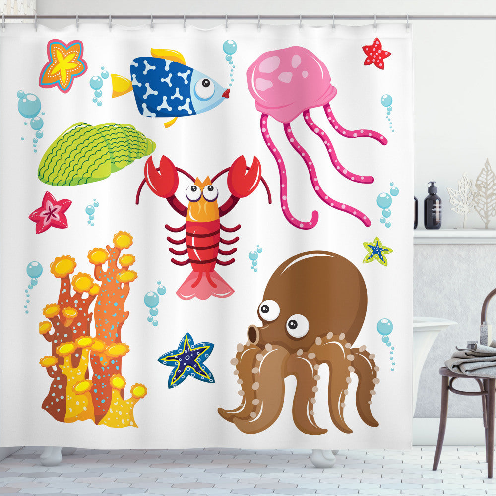 Toddler's Multicolor Underwater Wildlife Fun Shower Curtain