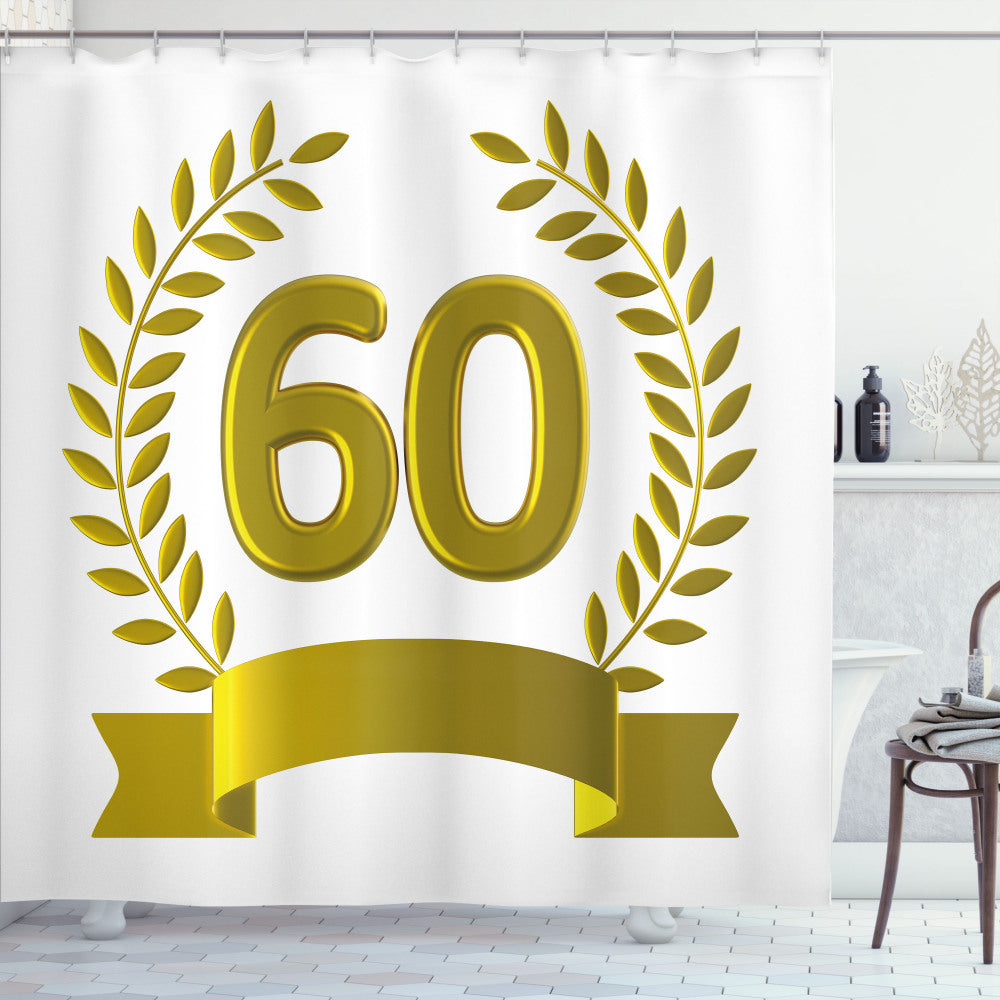 Celebrate the Golden Age with a 60th Birthday Olive Green and Yellow Shower Curtain