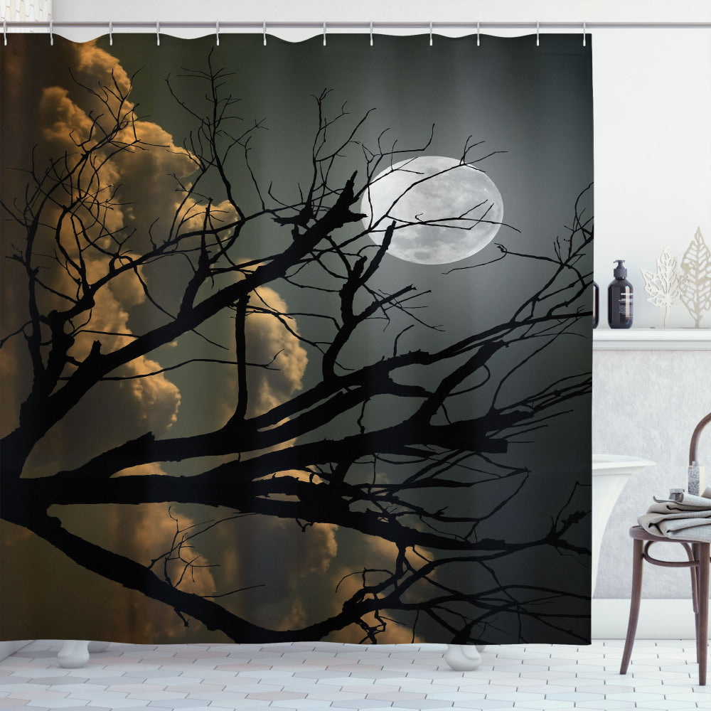 Black Night, Grey Moon: Bare Branches Shower Curtain