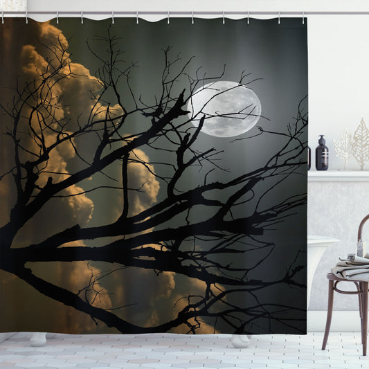 Black Night, Grey Moon: Bare Branches Shower Curtain