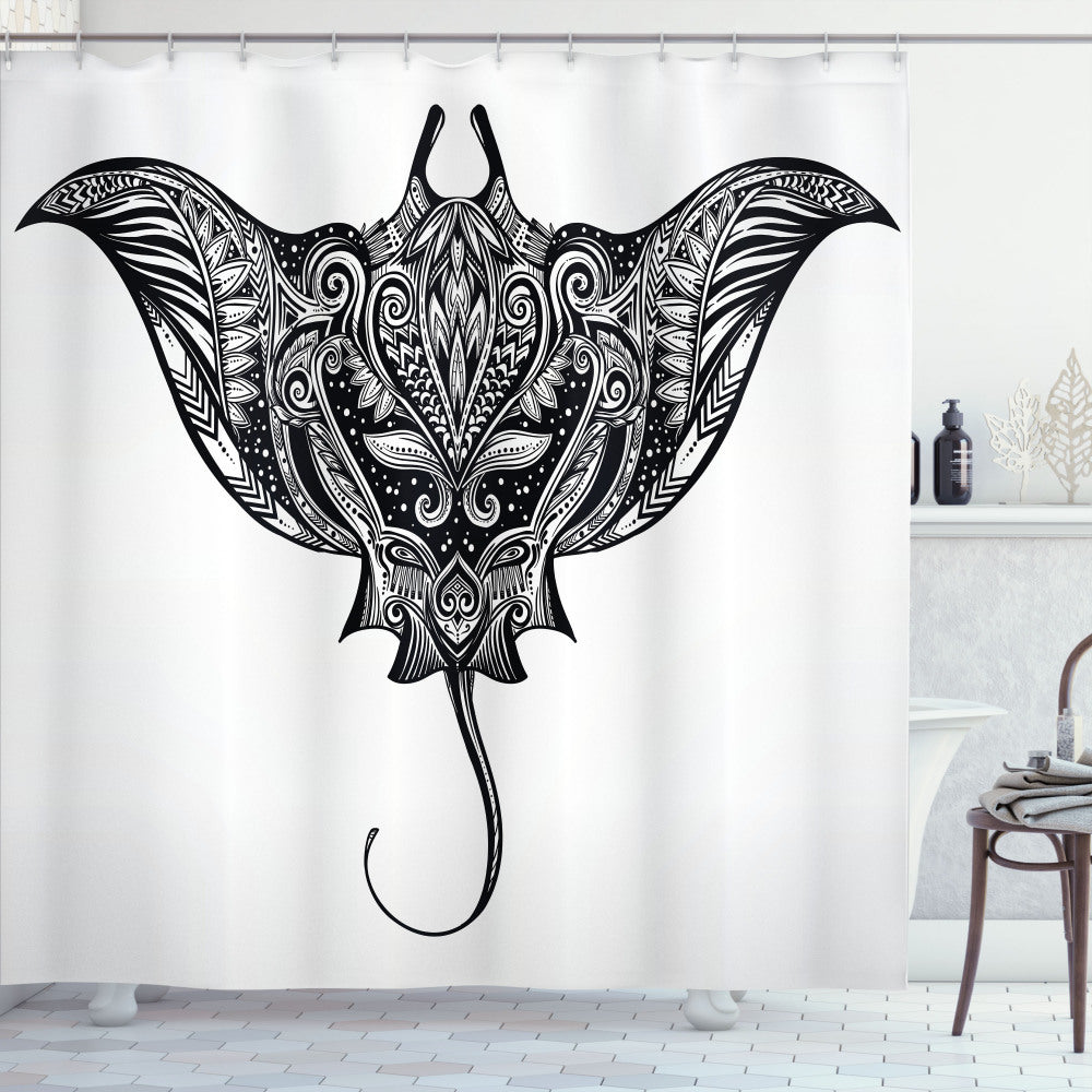 Black and White Cramp Fish Style Shower Curtain: A Stunning Monochrome Design