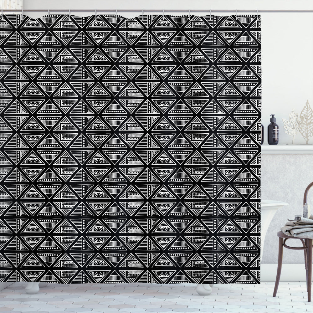 Black and White Monochrome Elements Shower Curtain Collection