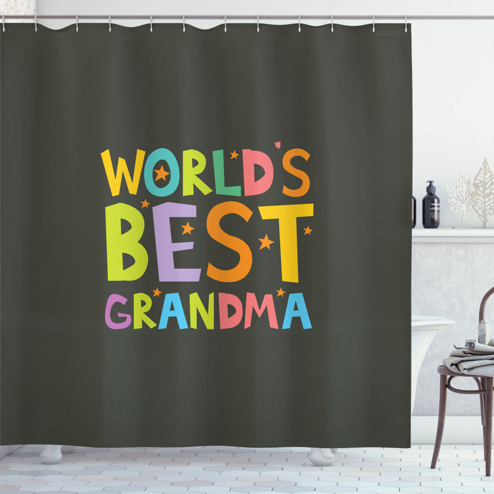 Vibrant Grandma's Multicolor Stars Shower Curtain - Colorful Letter Design