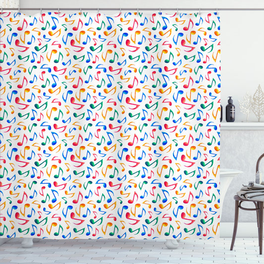 Watercolor Notes: A Melodic Fusion of Music and Multicolor in Shower Curtains