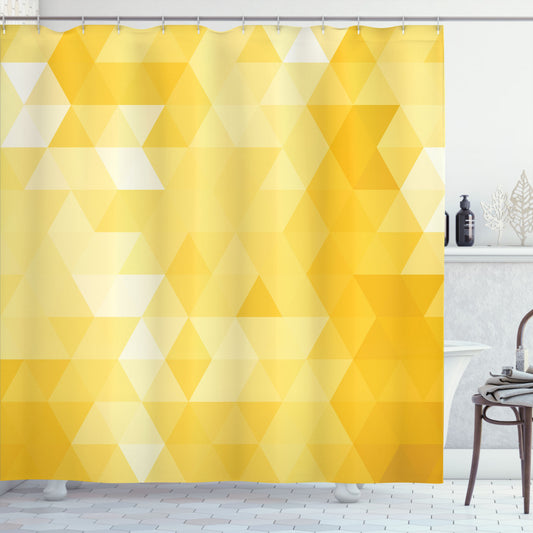 Yellow Geometric Triangle Shower Curtain - Elevate Your Bathroom Decor