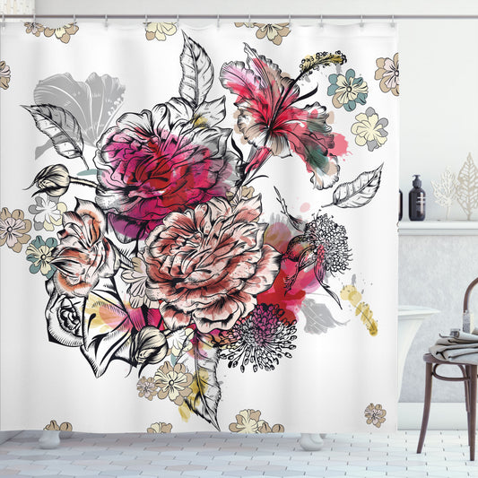 Wedding Themed Nostalgia: Floral and Multicolor Shower Curtain