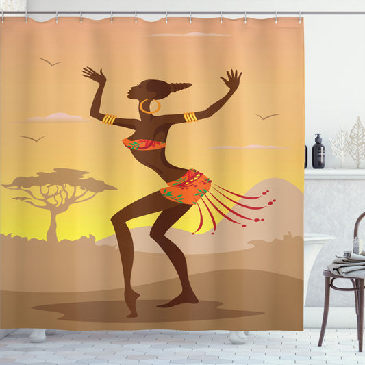 African-inspired Brown Cocoa Amazon Lady Shower Curtain