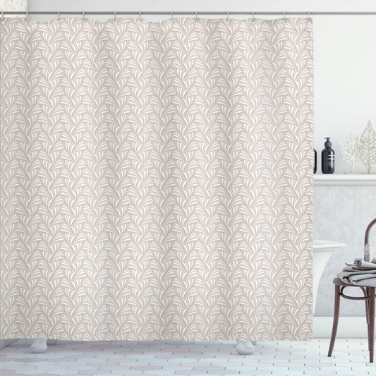 Art Deco-Inspired Seashell Pattern Shower Curtain in Dusty White