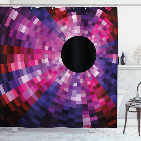 Abstract Mosaic Circular Tile Design in Purple, Pink, and Red: The Ultimate Shower Curtain Upgrade