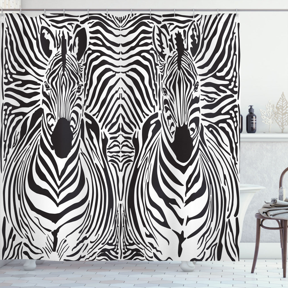 Black and White Zebra Print Safari Stripe Shower Curtain