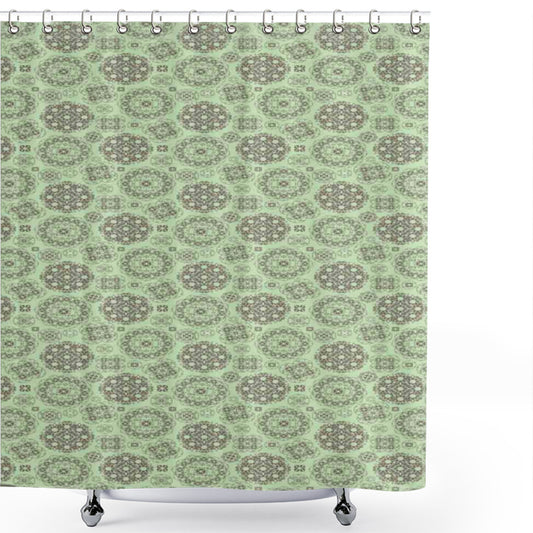 Vintage Pale Green and Brown Floral Swirls Shower Curtain