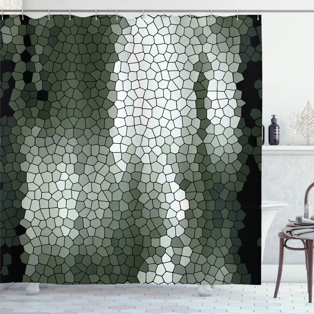 Abstract Multicolored Mosaic Pixel Art Shower Curtain