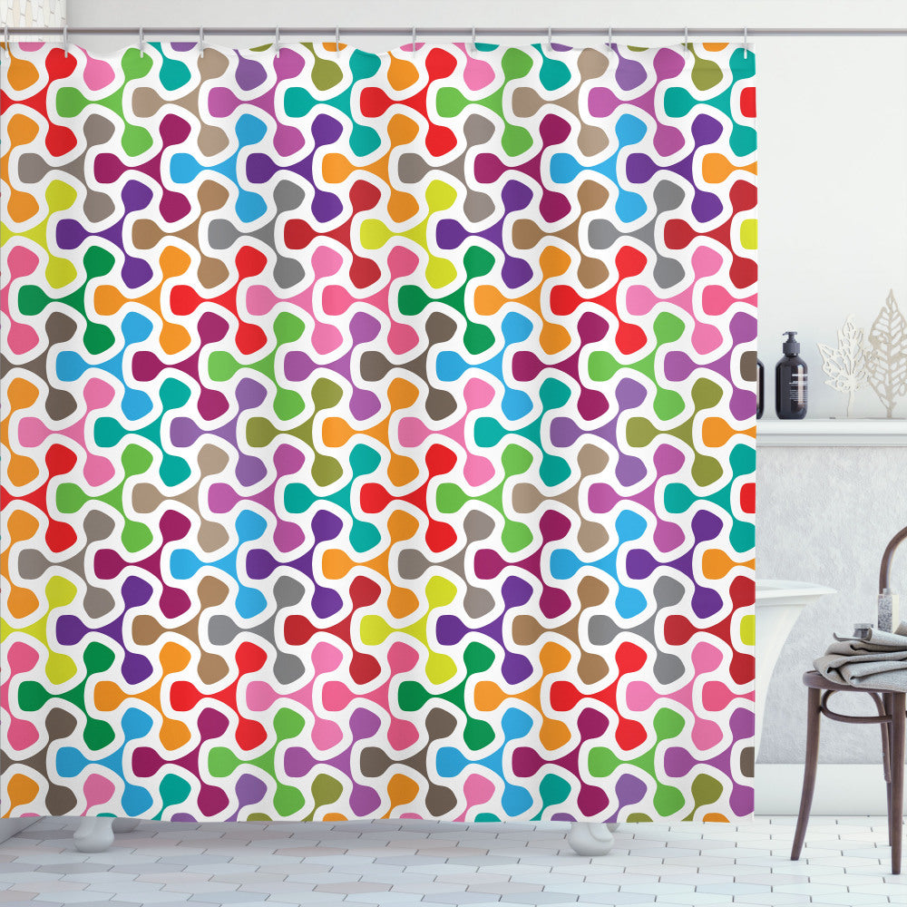 Vibrant Multicolor Curve Pattern Shower Curtain