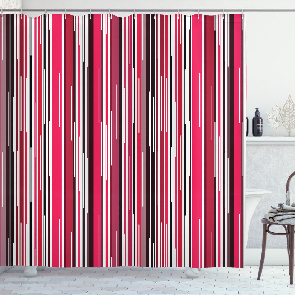 Abstract Multicolor Vertical Line Design Bath Curtain