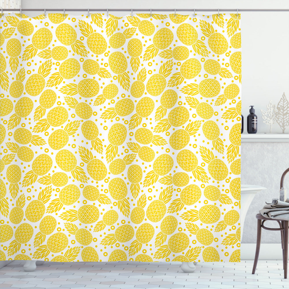 Yellow Pineapple Fruit Shower Curtain: Adding a Touch of Yellow and White to Your Bathroom