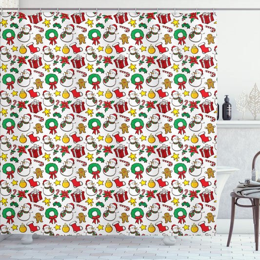 Christmas Xmas Garland Candy Multicolor Shower Curtain