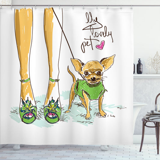 Chihuahua Multicolor Pet Lettering Shower Curtain - A Pawsome Addition to Your Bathroom!