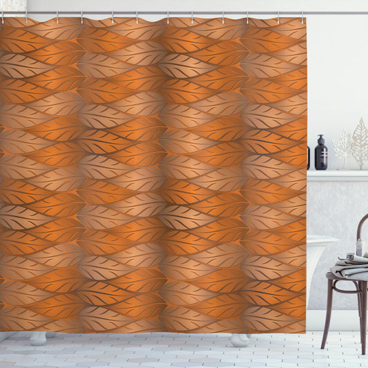 Autumnal Beauty: Leaves, Pale Caramel, and Ginger Infused Shower Curtain