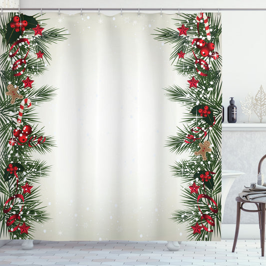 Branch Berry Christmas Multicolor Shower Curtain