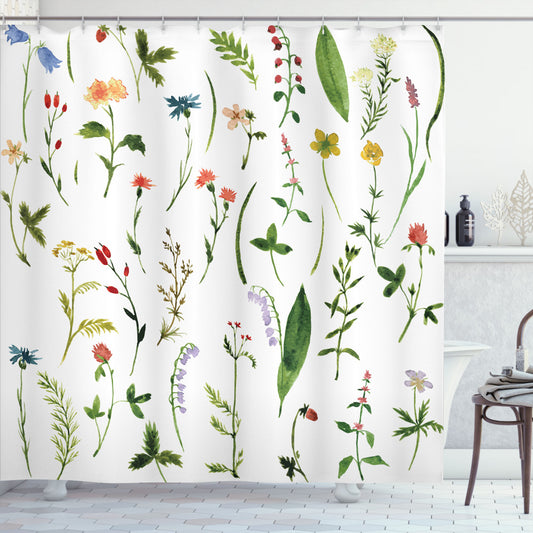 Watercolor Flower Multicolor Shower Curtain - Embracing the Beauty of Flowers and Weeds