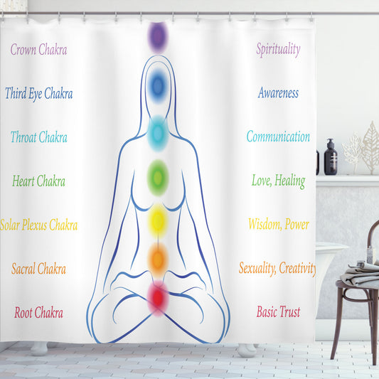 Unlocking the Power of Yoga: Discover the 7 Main Chakra Meanings with Multicolor Shower Curtain