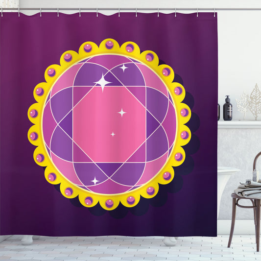 Abstract Round Gem Amethyst Multicolor Shower Curtain