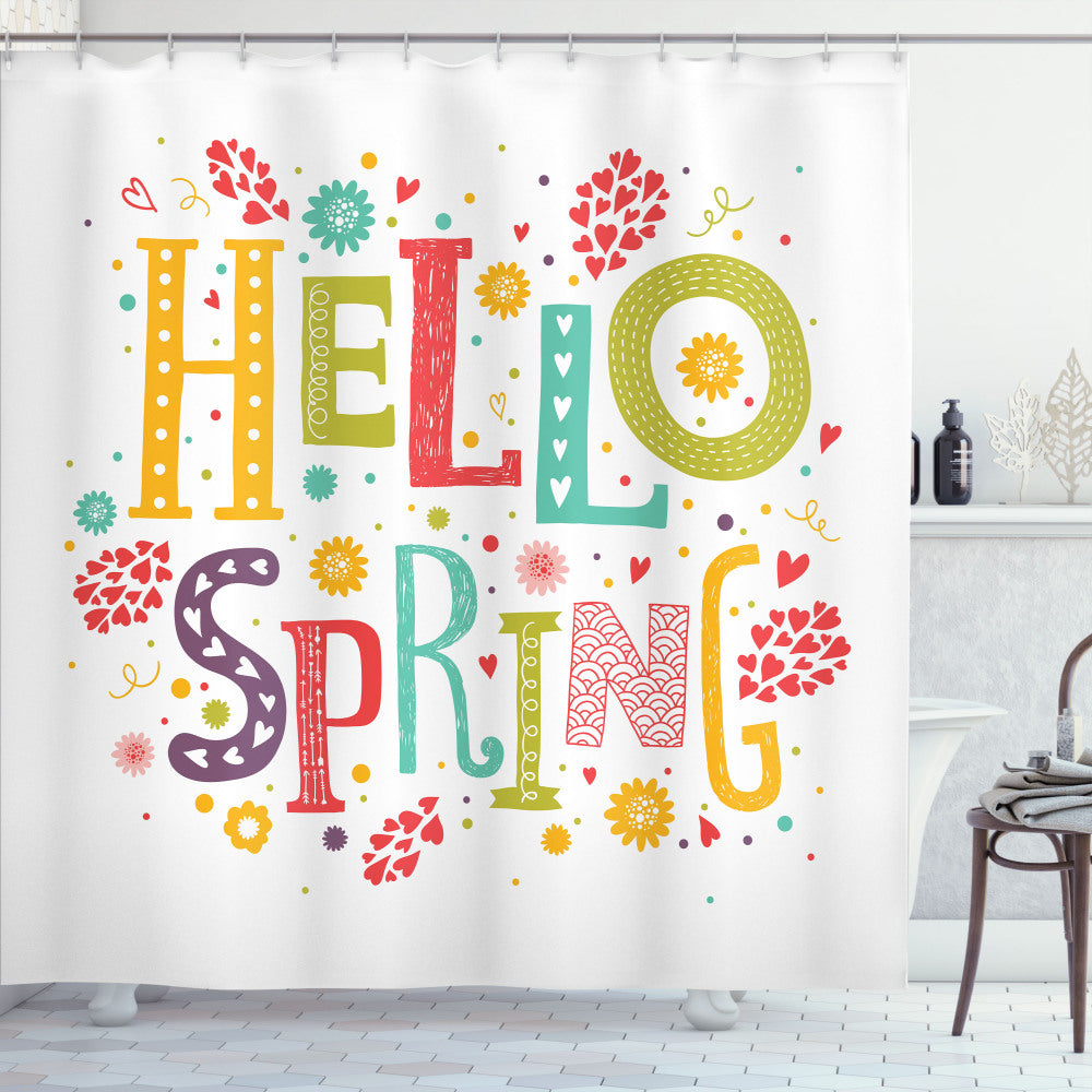 Vibrant Spring Shower Curtain - Colorful Elements for a Refreshing Bathroom