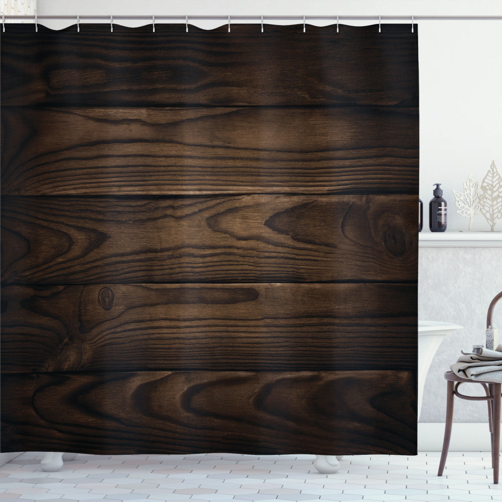 Vintage Hardwood Enhanced Chocolate Brown Shower Curtain