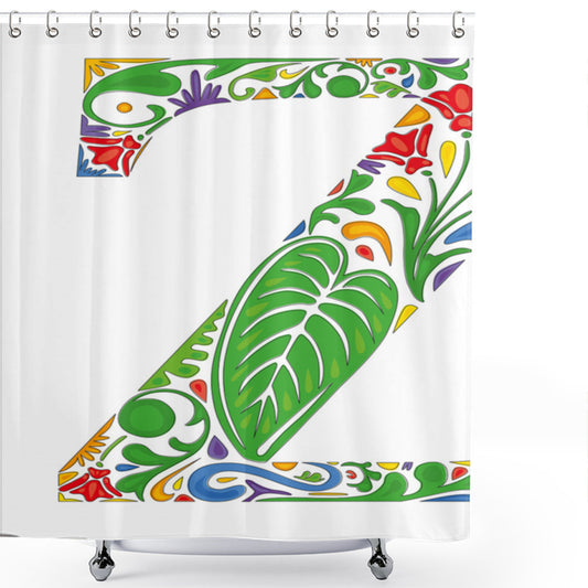 Z is for Summer Garden: Multicolor Letter Z Shower Curtain Theme