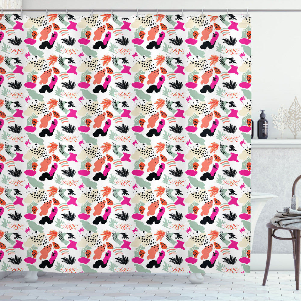 Abstract Multicolor Shapes: A Formless Fusion for Your Bathroom, with Shower Curtain