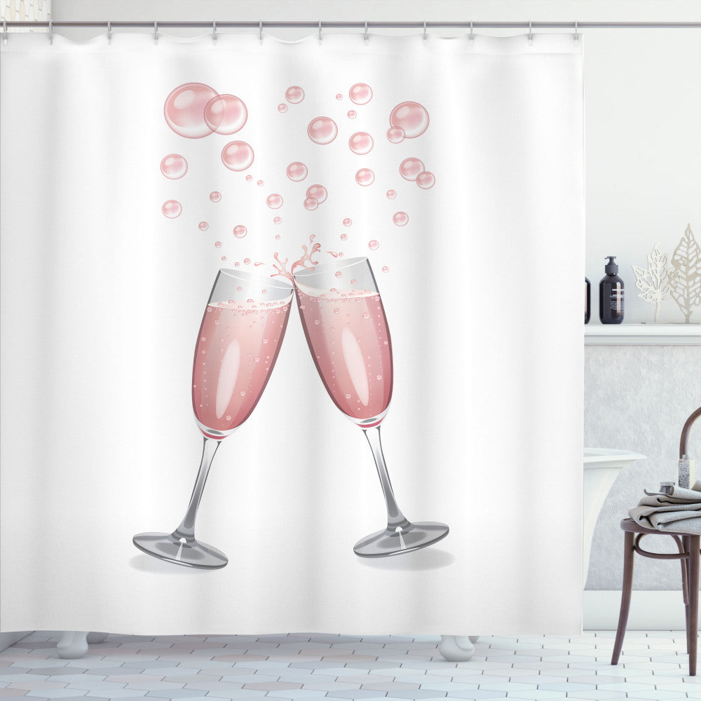 Champagne and Pale Grey Blush Drink-Inspired Glasses: The Perfect Accent for Your Blush Shower Curtain