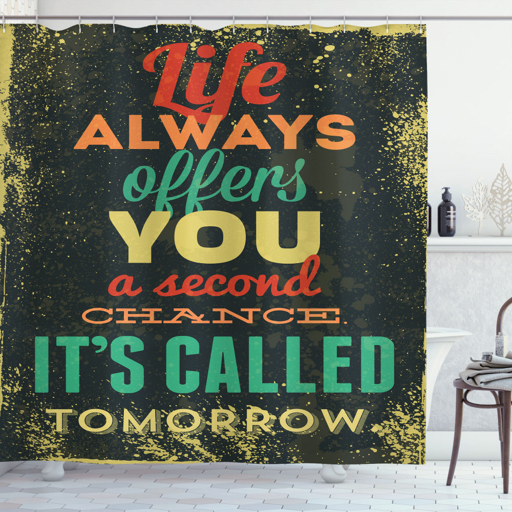 Yellow and Green Grunge-inspired Shower Curtain Art