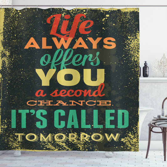 Yellow and Green Grunge-inspired Shower Curtain Art