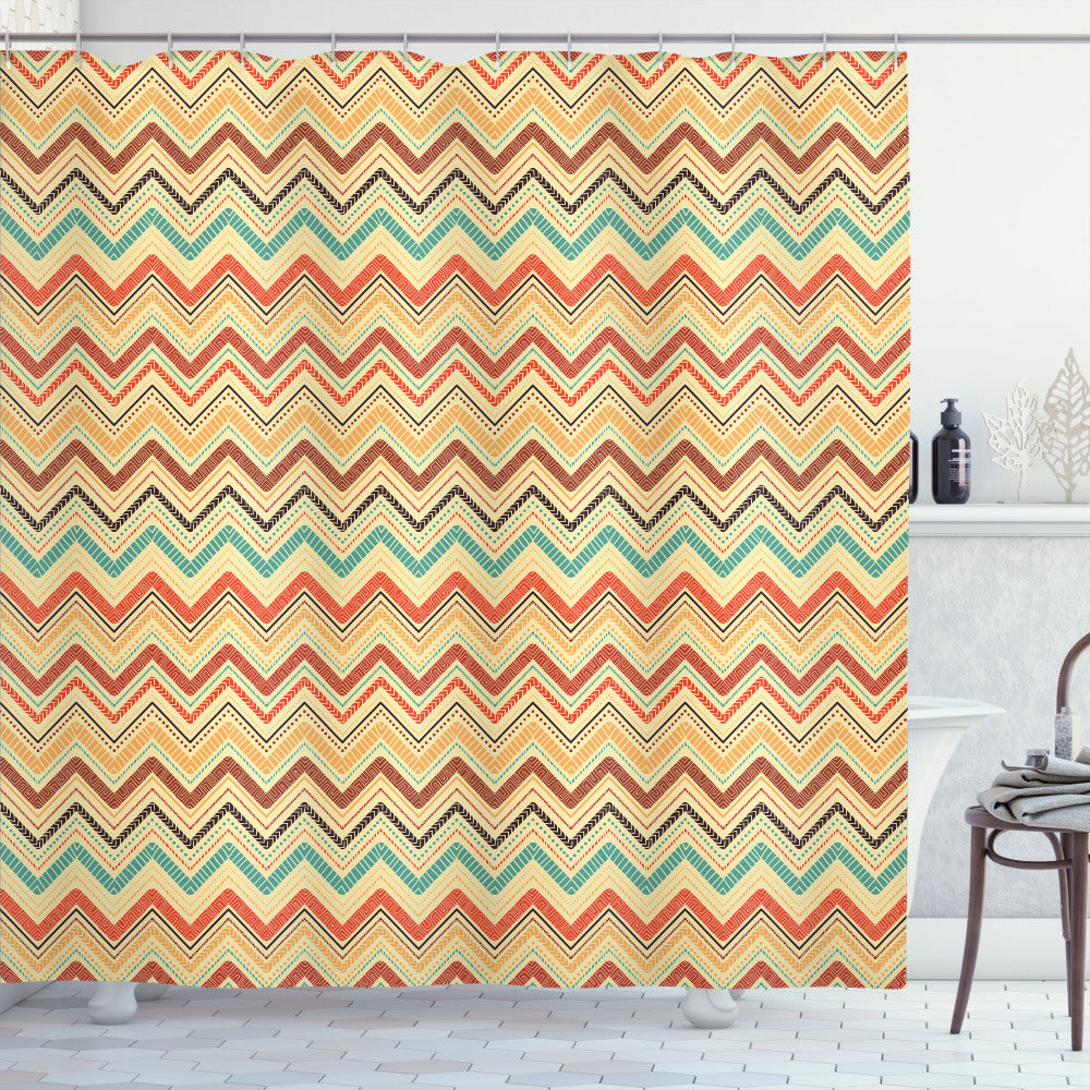 Aztec Multicolor Bohemian Stripes Shower Curtain