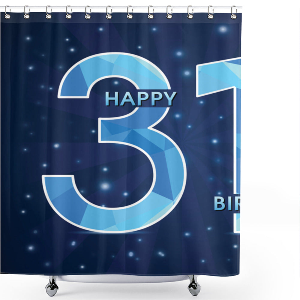 31st Birthday Celebration in Modern Pale Blue and Dark Blue Shower Curtain