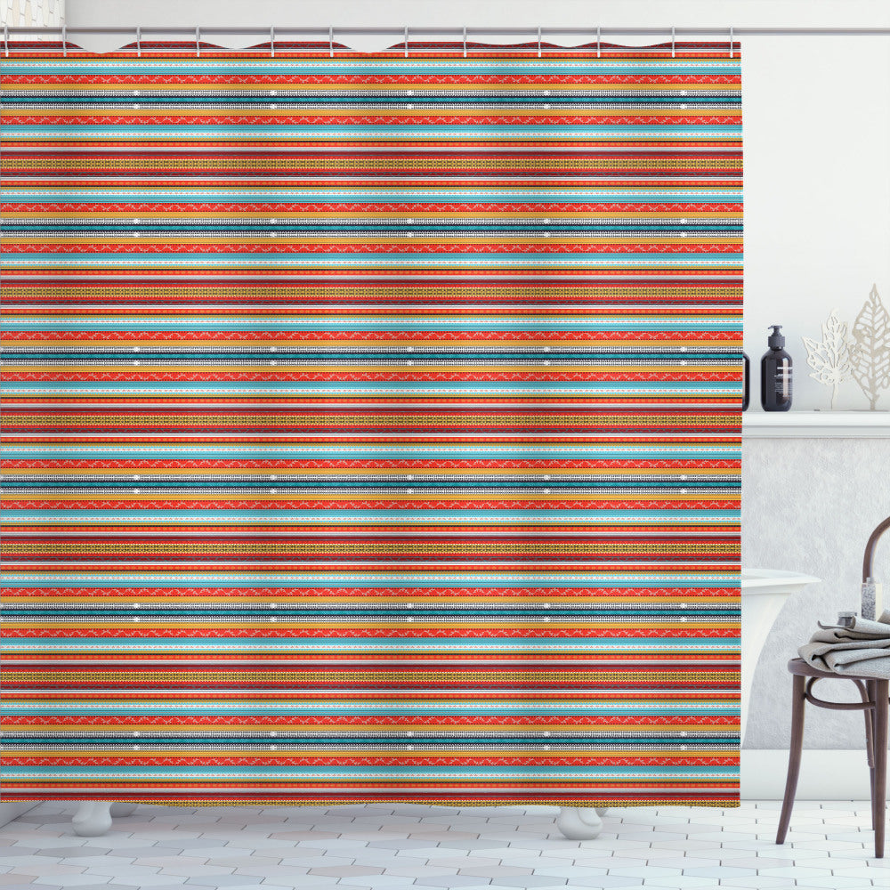 Bohemian Stripe Multicolor Culture Ornament Shower Curtain