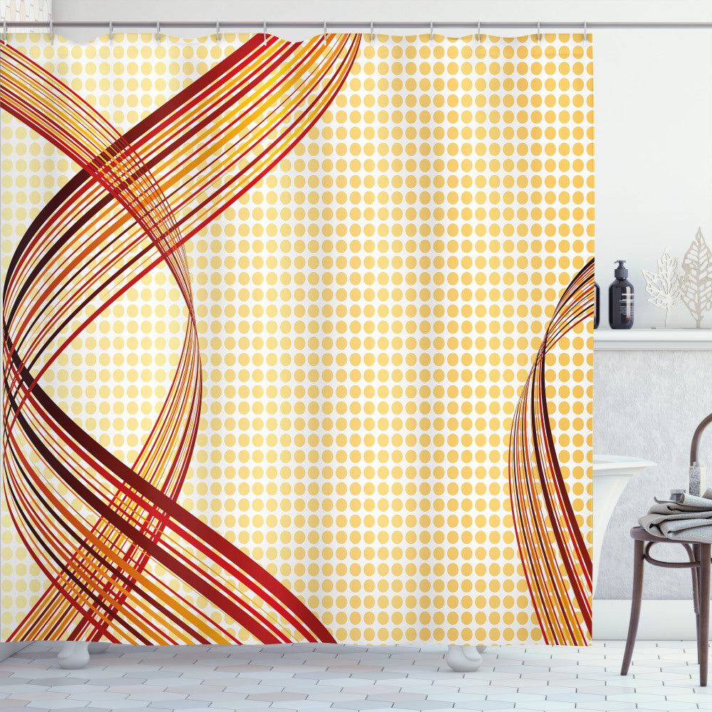 Abstract Curvy Stripes: A Modern, Multicolor Shower Curtain