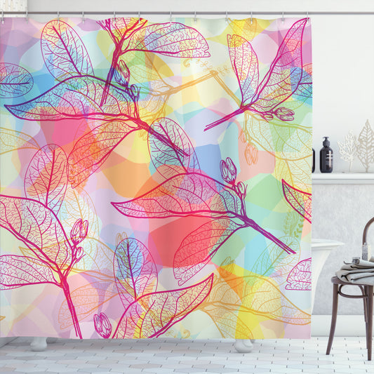 Vibrant Abstract Foliage Shower Curtain - A Multicolored Masterpiece