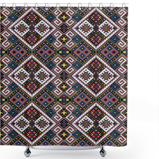 Colorful and Multicolor Ukrainian Motif Shower Curtains: A Splash of Vibrant Elegance