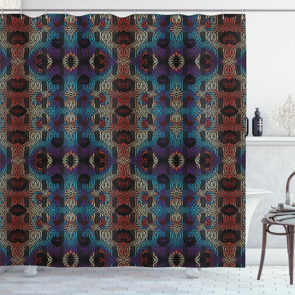 Abstract Ethnic Multicolor Shower Curtain: Vibrant Color Transitions