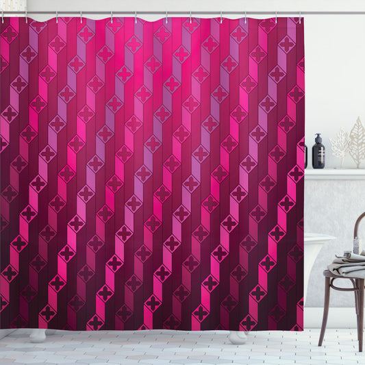 Vibrant Abstract Striped Art in Magenta Tones: A Luxurious Shower Curtain