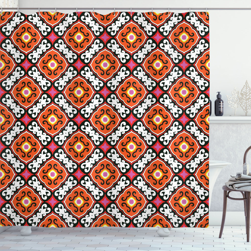 Bold Floral Turkish Pattern Multicolor Shower Curtain