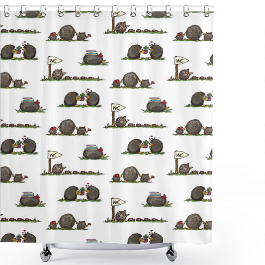 The Multicolored World of Hedgehogs: A Peek into the Life of Rodent Mammals through a Shower Curtain