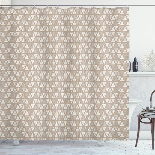 Abstract Geometric Triangle Design in Pale Sepia and White for Shower Curtain