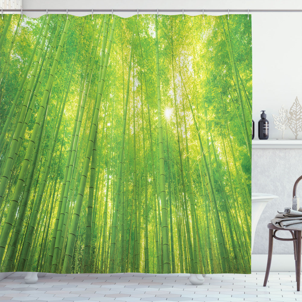 Unique Bamboo Green Exotic Wildlife Plants Shower Curtain