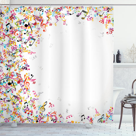 Vibrant Music Festival Themed Multicolor Shower Curtain Frame