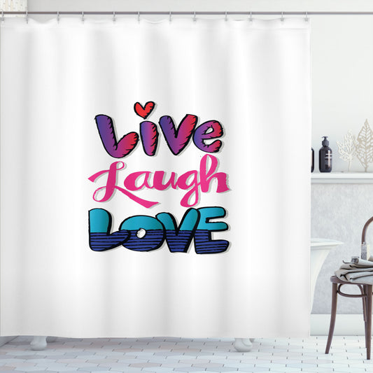 Vintage Designs Meet Live Laugh Love in Multicolor Shower Curtain