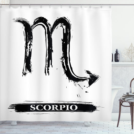 Zodiac Scorpio Inspired Shower Curtain in Elegant White and Black